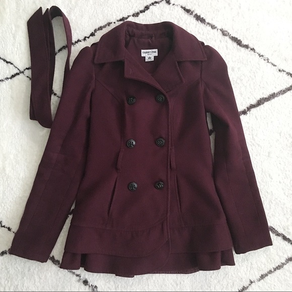 Purple Winter Coat with Removable Hood & Belt XS - Picture 3 of 8